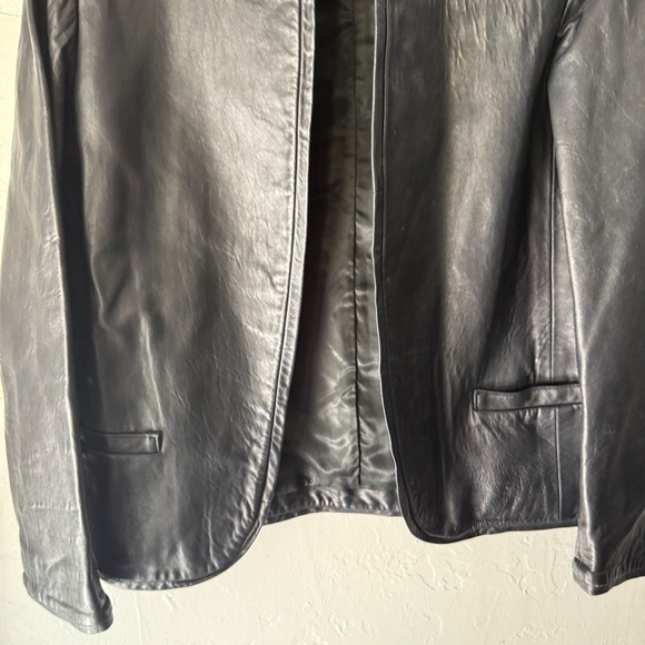 Vintage Intuitions Leather Jacket Women's Size 10 Open‎ Front Blazer Jacket Coat - Picture 3 of 12